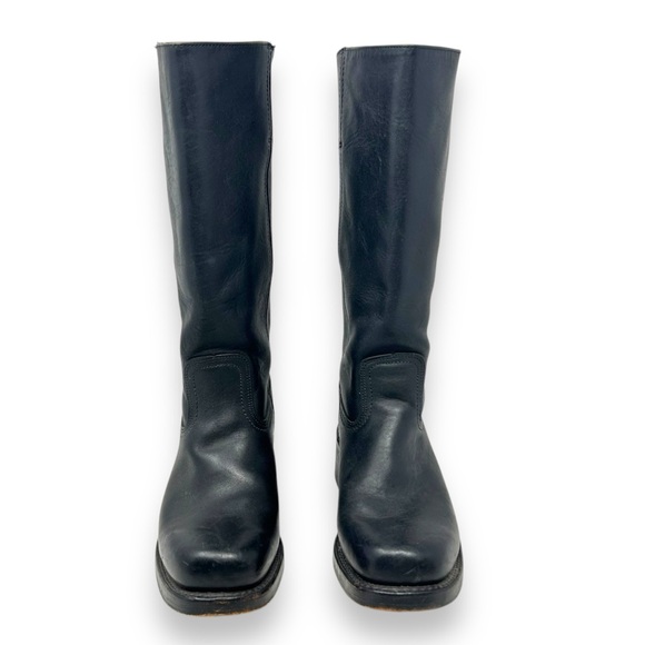 FRYE Campus Leather Stacked Heel Riding Boots Black 9.5 Women’s - Picture 3 of 13